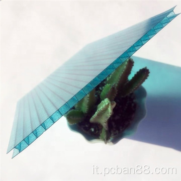 Foglio di policarbonato a parete doppia in cristallo